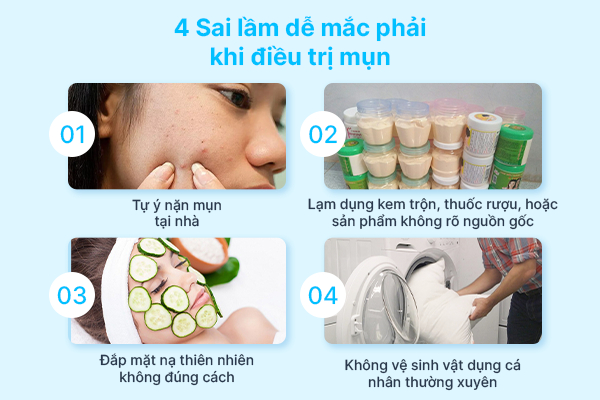 4 sai lầm mắc phải điều trị mụn